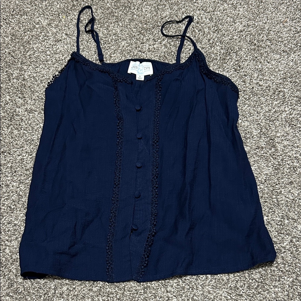 Women's Navy Button-Front Camisole Tank Top